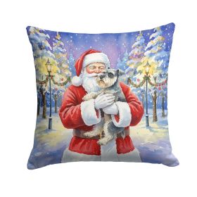Schnauzer with Santa Claus Throw Pillow Decorative Indoor Outdoor Accent Cushion for Couch, Bed or Patio, 18Hx18W
