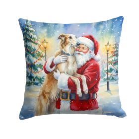 Borzoi/ with Santa Claus Throw Pillow Decorative Indoor Outdoor Accent Cushion for Couch, Bed or Patio, 18Hx18W