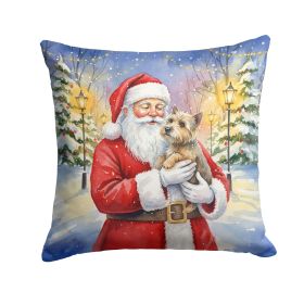 Cairn Terrier with Santa Claus Throw Pillow Decorative Indoor Outdoor Accent Cushion for Couch, Bed or Patio, 18Hx18W
