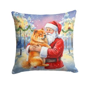 Chow Chow with Santa Claus Throw Pillow Decorative Indoor Outdoor Accent Cushion for Couch, Bed or Patio, 18Hx18W