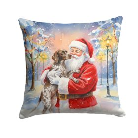 German Shorthaired Pointer with Santa Claus Throw Pillow Decorative Indoor Outdoor Accent Cushion for Couch, Bed or Patio, 18Hx18W
