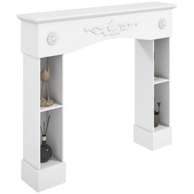 HOMCOM Baroque Fireplace Mantel, Freestanding Fireplace Surround with Leg for Electric Fireplaces, 45.3" W x 39.4" H, White