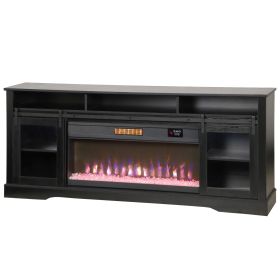 HOMCOM Fireplace TV Stand for TVs Up to 80 Inch, TV Console with Electric Fireplace, Open Storage and Side Cabinets, Black