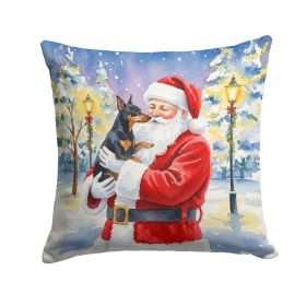 Manchester Terrier with Santa Claus Throw Pillow Decorative Indoor Outdoor Accent Cushion for Couch, Bed or Patio, 18Hx18W