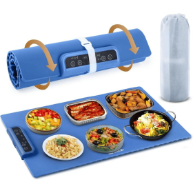 Electric Warming Tray, Food Heating Pad, Maximum Temperature Adjustable, Food Warmer, Portable Kitchen Utensil Pad (Color: Blue)