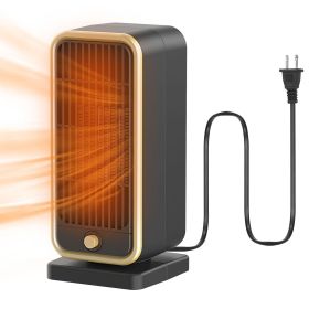 1Pc 500W Portable Electric Heater PTC Ceramic Heating Space Heater Overheating Tip Over Protection 3S Heating Space For 322 Sq FT Home Office Use (Color: Black)
