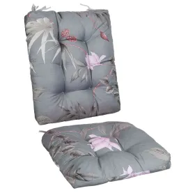 2Pcs/Set 1Pc Back Cushion And 1Pc Seat Cushion Rocking Chair Cushion Upper And Lower Back And Seat Sets (Option: GreyBeigeLeaf-UpgradedVersion)
