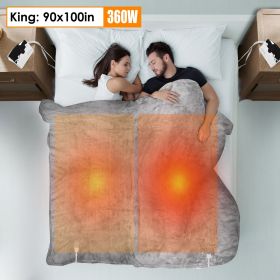 1Pc Electric Heated King Size Fleece Heated Blanket With Dual Controller 10 Heating Levels 10 Hours Auto Off Machine Washable For Home Office Usa (Option: Grey-King)