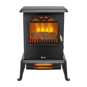 HT1108 1500w Vertical Fireplace Machinery Fake Firewood Single Color 2 Quartz Tubes Black (Color: Black)