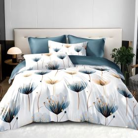 3-piece Set Of Simple And Fresh Blue And White Floral Duvet Cover, Polyester Bedroom Decoration Bedding Set Twin Full Queen King Size (Option: King-Blue)