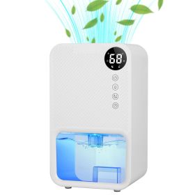1Pc 37OZ Dehumidifier Indoor Portable Small Dehumidifier With Sleep Mode 24H Timer 7Color Lighting  Touch Control For Home Bathroom Basement Clos (Color: White)