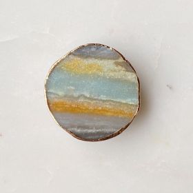 Golden Edge Natural Stone Device Grip (Color: Amazonite)