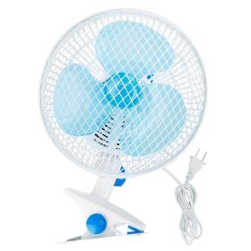 1Pc Clip On Fan 2 Speeds Quiet Clamp Fan Adjustable Tilt Auto Shaking Fan Wall Mount Personal Fan For Desk Office Home Baby Strollers Table Tops (Color: White)